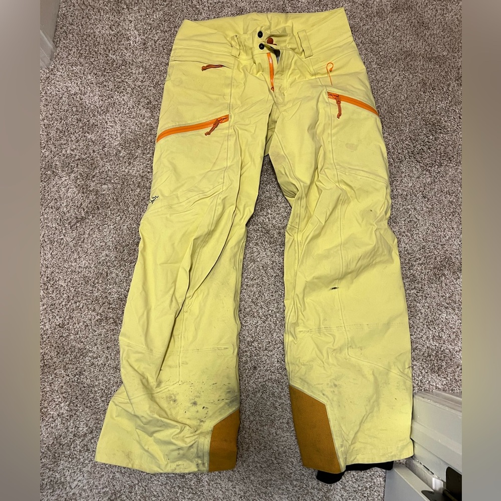 Yellow Arcteryx ski pants Medium